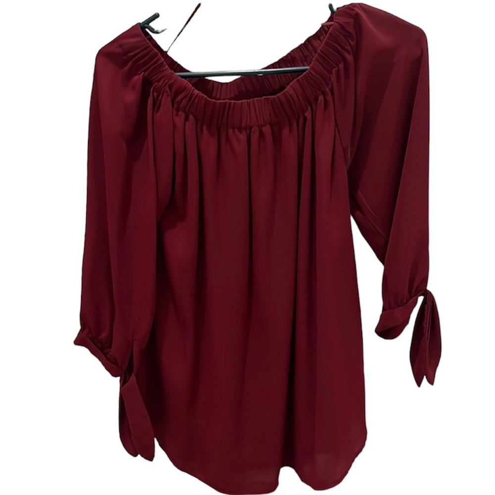 Maroon off the should top